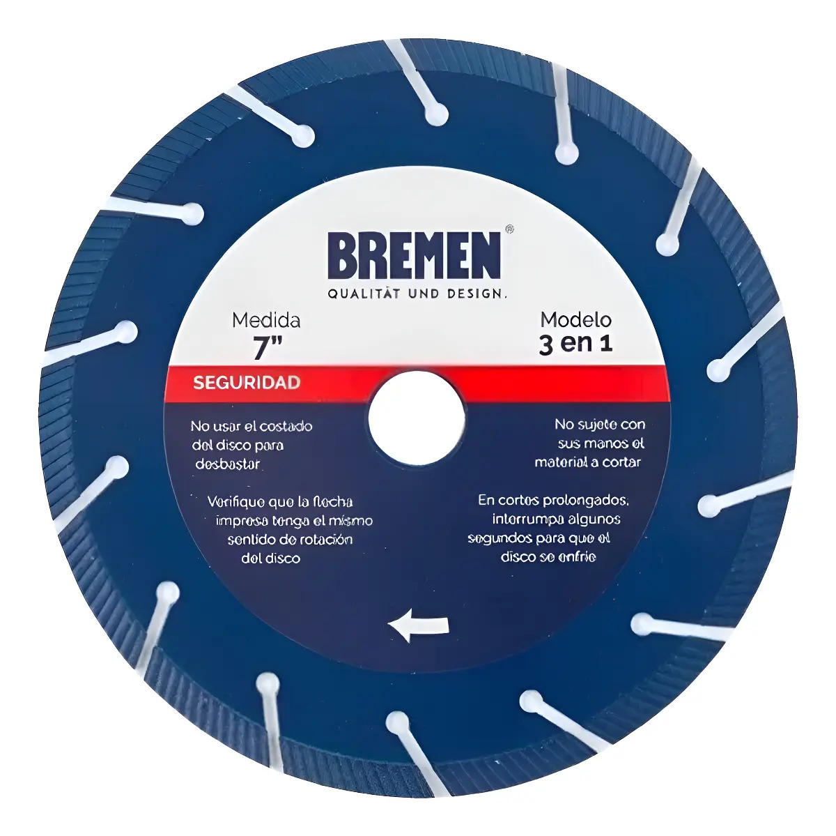 DDT31178 6063 - DISCO DIAMANTADO SEG 3 en 1 178MM (7) BREMEN