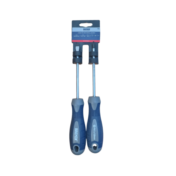 Set 2 Destornilladores Ph1x100mm Punta Plana Bremen 7790