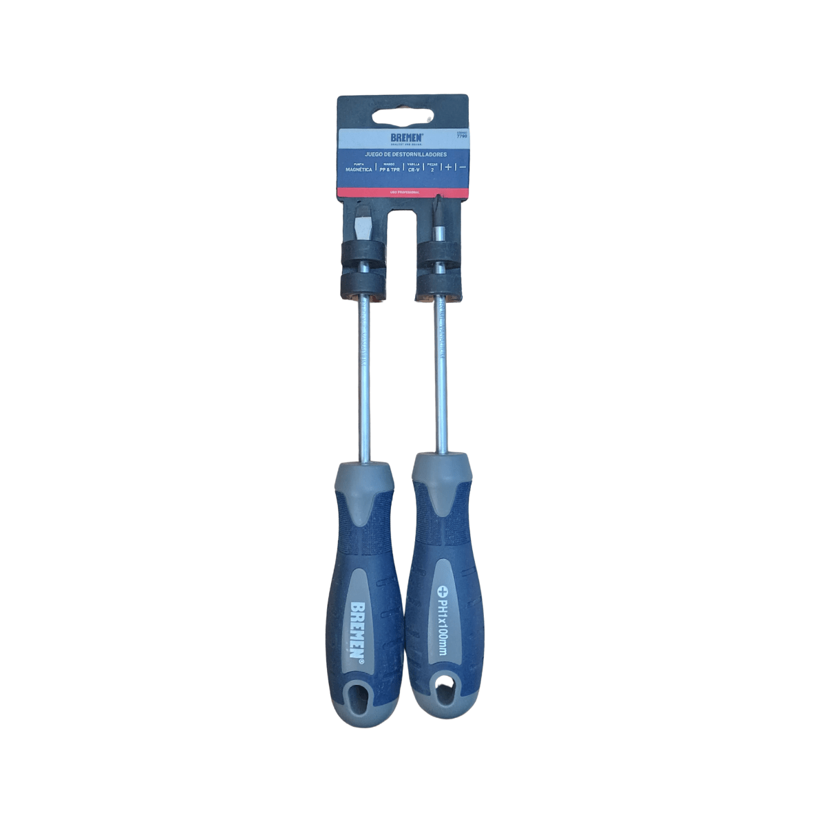 Set 2 Destornilladores Ph1x100mm Punta Plana Bremen 7790